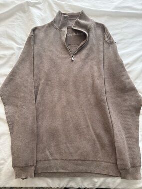 Tommy Bahama Men's Zip-Neck Sweater in Taupe Brown